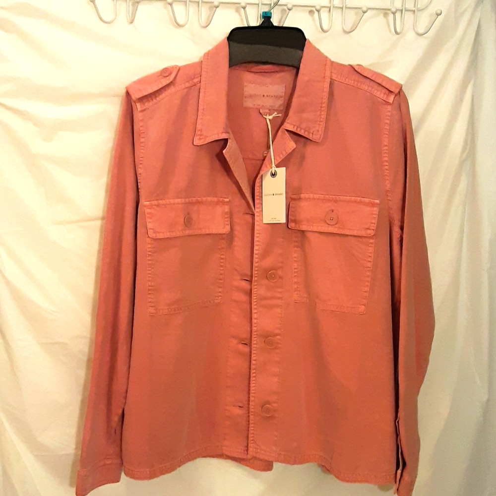 NWT Lucky Brand Sz Lrg Dusty Rose Utility Jacket